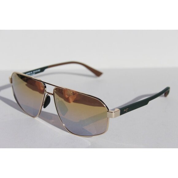 MAUI JIM Keawawa POLARIZED Sunglasses DGS620-16 Gold/Green Multicolor Mirror NEW - Picture 5 of 14